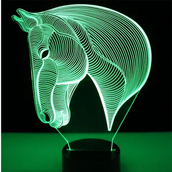 3D LED Naktinis Apšvietimas Žirgo Galvos Pusėje su 7 Spalvų Šviesos Namų Puošybai Lempos Nuostabi Vizualizacijos Optinė Iliuzija Nuostabus