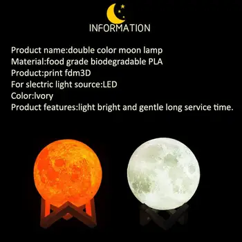 3D Spausdinimo Mėnulis Žibintas Įkraunamas LED Nakties Šviesos Jutiklinį Jungiklį Naktiniai Žibintai Namo Kambaryje Apdailos Mėnulio Lempos Vaikų Dovanų