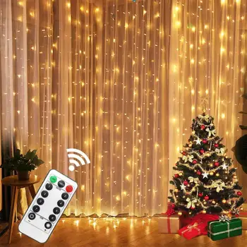 3MX3M LED Girliandą Užuolaidų USB Baterija Pasakų Žibintai Girlianda Led Girlianda ant Lango Lauko Led Kalėdinės Girliandos Naujųjų Metų