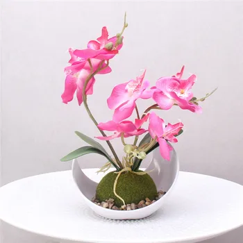 3branch dirbtinė orchidėja, gėlių vazoninių augalų šilko phalaenopsis putų plastiko lapų vaza netikrą gėlių sodas namų dekoro bonsai