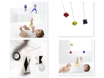 4 rinkiniai Klasikinis Montessori Mobiliųjų telefonų Ankstyvo Vystymosi Žaislai 0~3 Mėnesius Regėjimo Prasme ir Dėmesio Pratimai, Anksti Švietimo Žaislai