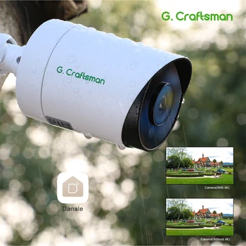 4K IP Kamera, Audio POE vaizdo Kameromis Saugumo CCTV Vaizdo Lauko Vandeniui ir SPINDULIŲ Naktinio Matymo Onvif Danale Nuotolinių išteklių Saugyklos