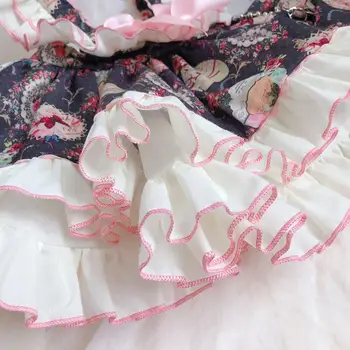 4PCS Baby girl drabužiai ispanijos Girls lolita Princess dress spausdinti susiuvimo suknelė Gimtadienio Krikštynų Suknelė mergina Y2682