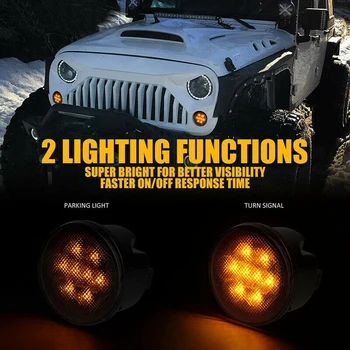 4Pcs LED Posūkio Signalo+ Šoniniai Gabaritiniai Sparnas Žibintai Jeep Wrangler JK 2007-2017