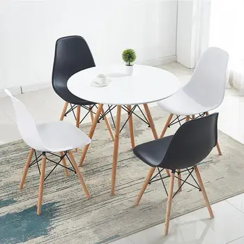 4pcs / Set Valgomojo Kėdės Su Medinėmis Kojomis Modernus Nordic Dizainas daug Spalvų Aukštos kokybės Valgomojo Baldai, Kėdės HWC