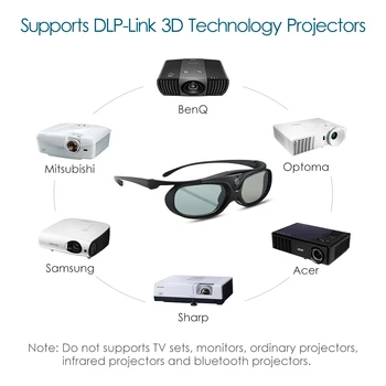 4pcs Įkrovimo DLP link aktyvaus užrakto 3D akinių visiems dlp 3D ready projektorius, įvairios prekės Optoma JmGo V8 XGIMI Projektorius