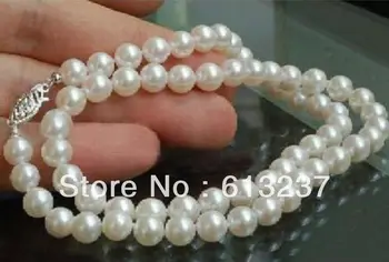 5-6mm natūralios baltos spalvos gėlavandenių perlų vėrinį 18inch apvalių perlų karoliukai papuošalai aukšto rango šalies vestuvėms, dovanos 18incYE2069
