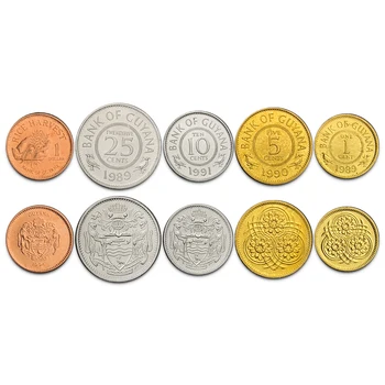 5 Gabalus Nustatyti, Gajana 1 Ct-1 Doleris Amerikoje Naujos Originalios Monetos Unc Originali Kolekcines Monetas Dovana