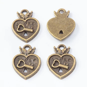 50 vienetų retro metalo cinko lydinys Heart lock pendant į 