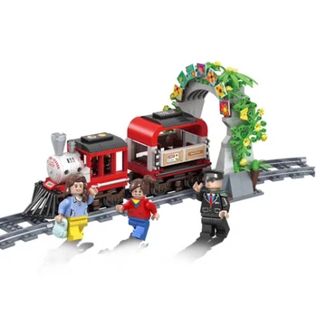5086 361PCS Miesto Traukiniu Geležinkelio funikulieriaus Statyba Blokai Keleivių Garo Traukiniai Suderinama Lepining Modelis Statybinės Plytos Žaislas