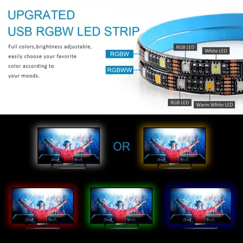 50CM 1M 2M 3M 4M 5M RGBW RGBWW Led Šviesos Juostelės USB 5V Led Juostelė Su 40Key IR Valdytojas, TV, PC Fono Šviesa