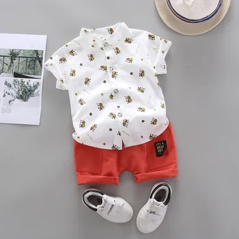 6M-3 Metų Pyplys Vaikai Berniuko, trumpomis Rankovėmis Žvaigždžių Modelio Marškinėliai Topai+ Džinsinio audinio Kelnės Nustatyti 2020 Mados Medvilnės Baby Komplektai