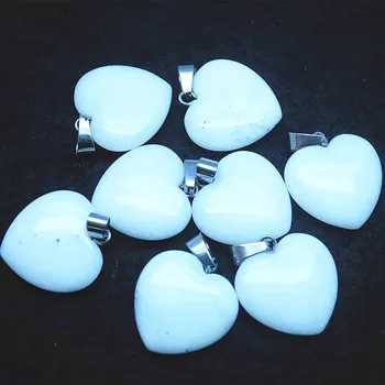 6pcs balto akmens širdies formos 20mm jade pobūdžio akmens moterų gražių papuošalų arba apyrankės priėmimo jewlery priedai