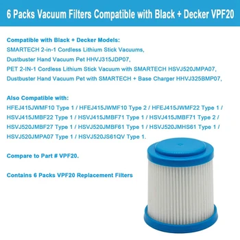 7 Pakuočių VPF20 Pakeisti Filtrai Smartech Pet Ličio 2-In-1 Bevielis Stick Vacuum Cleaner Priedai Filtras