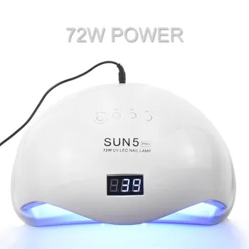 72W SUN5 Pro UV Lempa, LED Nagų Lempa Nagų Džiovintuvas Visi Geliai lenkijos Saulės Šviesos, Infraraudonųjų spindulių Jutikliai, 10/30/60s Laikmatis Smart Manikiūro