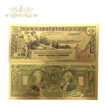 7pcs/daug Naujų Produktų 1896 Serija Amerikoje Aukso Banknotų USD 1 2 5 Dolerio Banknotų 24k Aukso Netikrą Popierinių Pinigų Kolekcija