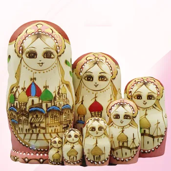 7pcs/set Mediniai rusijos Lėlės Lizdus Mados Etiką Lėlės Sausas Liepų Aukštos Kokybės Matryoshka Lėlės Lavinimo Žaislai 