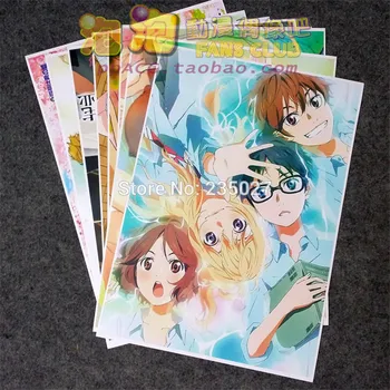 8 vnt/set Anime Jūsų Melas balandžio plakatas Arima Kousei Miyazono Kaori Derinys sienos nuotraukas kambarys lipdukas žaislai A3 animacinių filmų plakatai