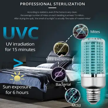 85-265V 40W uv-C LED Lemputė E27 UV Lemputės, valymo virtuvė Šviesos diodų (LED) Kukurūzų Svogūno Ultravioletinės Šviesos Baktericidinį Sterilizacija Lempos