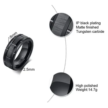 8mm Mados Matinis Paviršius Juodas Volframo Žiedas Vyrams Volframo Vestuvių Juostas, Papuošalų Mados Aljanso Metinėms Mens Žiedai