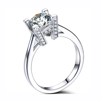 925 sterlingas sidabro žiedas 1ct Prabanga Moissanite žiedas Kūrybinis dizainas 4 nagai Vestuves Jubiliejus Žiedas DN anglų kalbos Abėcėlę