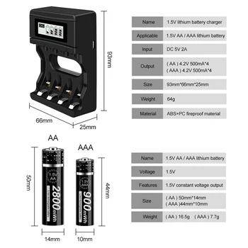 AA įkraunamos AAA baterijos 1,5 V AA AAA li-ion baterija žibintuvėlį žaislai žiūrėti MP3 grotuvas aa ličio batteriies