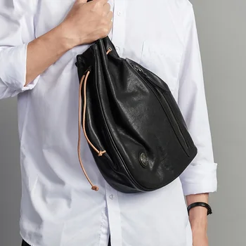AETOO Madinga odinės vyriškos krūtinės maišelį, mados galvos odos vieno peties maišas, vyriški stiletto krepšys