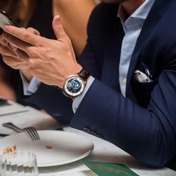 AGELOCER 2020 Šveicarijos Naujas Prabangus Mėnulio fazės Vyrai Laikrodžiai su Sapphire Kristalas Galios Rezervo Automatinis laikrodis Vyrams Relogio Masculino