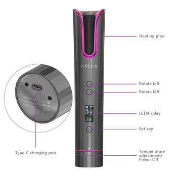 ANLAN Belaidžio Automatinė Hair Curler Belaidžius Nešiojamuosius Plaukų Geležies Curler USB Įkrovimo LCD Ekranas Greitas Šildymo Keramikos Garbanotas