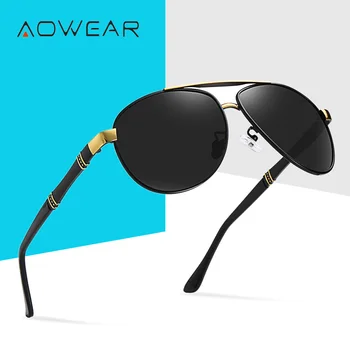 AOWEAR Aviacijos Poliarizuoti Akiniai nuo saulės Vyrams Pilotas Negabaritinių Polaroid Saulės Akiniai Vyrų 2020 Retro Vairavimo Akiniai su Byla Gafas
