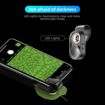 APEXEL100X mikroskopo objektyvo telefono fotoaparato objektyvas didelis priartinimas LED Light micro kišenėje lęšiai, skirti 