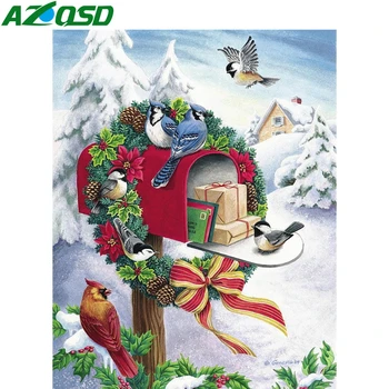 AZQSD Diamond Tapybos 5d Kalėdų Paukščių Rankdarbiams 