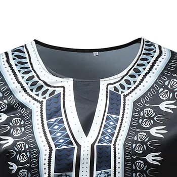 Afrikos T-marškinėliai Vyrams Vaškas Etninis Stilius, Spausdinta trumpomis Rankovėmis, Žmogus Afrikoje Dashiki Marškinėliai Mados Juodosios Afrikos Vyrų Chothes