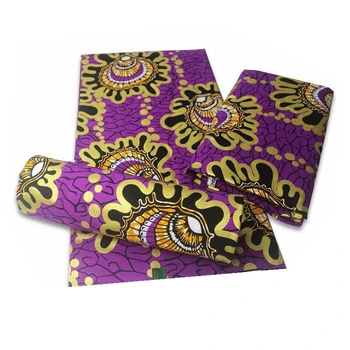 Afrikos Vaškas Audinio Wrap Aukso Vaškas Ankara Batikos Nigerijos Medvilnės Medžiaga Wrapper Aukso, Sidabro Nauji Aukštos Kokybės Suknelė 6yards