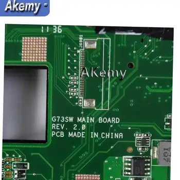Akemy G73SW Mainboard REV2.0 Asus G73SW G73S G73 Nešiojamas plokštė HD3000 visiškai išbandyta HM65 Paramos GT560M 4*3D Slots