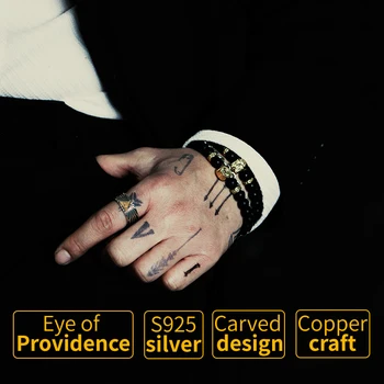 Akių Providence sterlingas Sidabro žiedai žmogui Derliaus Punk mados juvelyrikos hippop gatvės kultūros