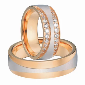 Aljansų Pora Vestuvių Juostoje Amžinybės Žiedas Vyrams Rose Aukso Spalvos Kubinių Zirconia Papuošalai, Sužadėtuvių Žiedai moterims
