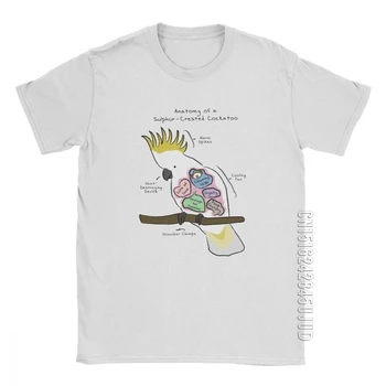 Anatomiją Sieros Kuoduotasis Kakadu Vyrų T Shirts Naminių Paukščių Papūga Juokingi Marškinėliai Medvilniniai Marškinėliai Grafikos Dizaineris, Drabužių
