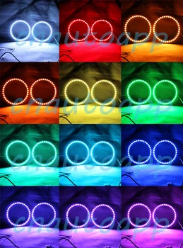 Angel Eyes Įvairių Spalvų RGB LED posūkių Žibintas Žibintai DRL Nuotolinio Komplektas - 2VNT (60/70/80/85/90/94/100/106/110/115/120/126/140 MM)