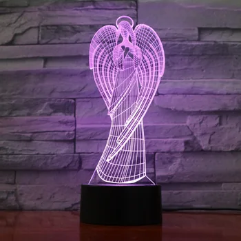 Angelas Sparnų LED Lempa USB 3D Lempa 7 Spalvų Jutiklinis Nuotolinio Miegamasis Šviesos Atmosfera Apdaila, Šviesos, Naujumo Dovanos GX1151