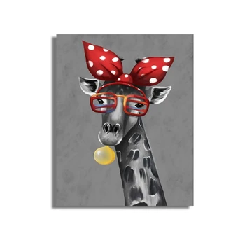 Animacinių filmų Žirafa Gyvūninės Šiaurės Plakatas Drobės Tapybos Namų Puošybai Sienos Menas Sienos Nuotraukas Postesrs Gyvenimo Kambario, Miegamasis