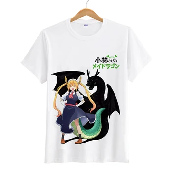 Anime Kobayashi-san Chi Ne Tarnaitė Dragon Marškinėlius Tarnaitė Kanna Kamui Toru T-shirts Cosplay T Marškiniai Vyrams, Moterims trumpomis Rankovėmis, Trišakiai Viršūnės
