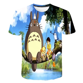 Anime Marškinėliai Mergina T-shirt Mielas Dizainas Harajuku Totoro marškinėliai Vaikams Laisvalaikio Kawaii trumpomis Rankovėmis Viršūnes Vaikų Drabužiai Mergaitėms 4-14Y