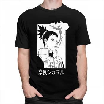Anime Naruto Shikamaru Nara Marškinėliai Vyrams Medvilnės Stilingi marškinėliai trumpomis Rankovėmis Japonų Manga Tee Viršūnes Slim Fit Drabužiai Dovana