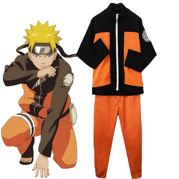 Anime Naruto Shippuden Naruto Uzumaki Cosplay Kostiumų Ninja Vienodos Oranžinės Atsitiktinis Striukė Sportinę Helovinas Veiklos Dėvėti