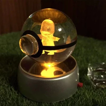 Anime Pokemon Graviravimas Umbreon Round Crystal Ball su LED Šviesos pagrindas Pokeball Kišti Kamuolys, Žaislai Vaikams
