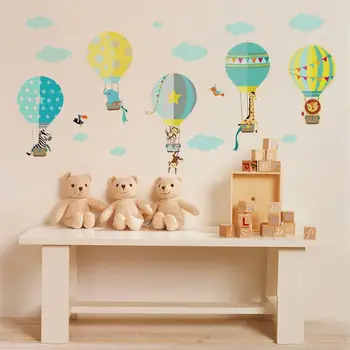Aplikacijos sienos aplikacijos karšto oro balionu ir gyvūnų žirafa sienų lipdukai vaikų darželio vaiko kambarys, svetainė, miegamojo sienų apdaila