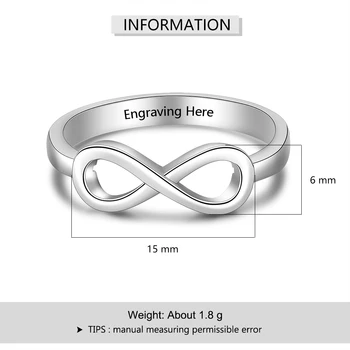 Asmeninį Infinity Žiedas 925 Sterlingas Sidabro Užsakymą Pavadinimas Vestuvių Dovana Meilė Amžinai Žiedas Moterims Bauda JewelryLam Hub Fong