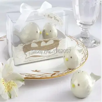 Asmeninį vestuvių, džiaugtis ir dovanos suvenyrai svečių,keramikos meilės paukštis: magpies druska ir pipirai shaker 20pcs=10box