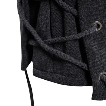 Assassin ' s creed megztinis kailis tamsus kaklaraištis gobtuvu prarasti gobtuvu hoodie su šoninėmis kaklaraištis kirto tamsiai pilka juoda hoodies